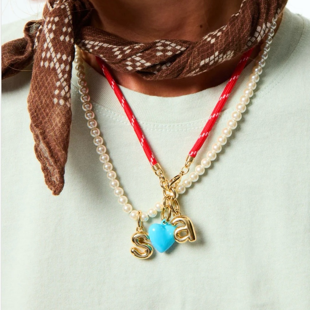 ROXANNE ASSOULIN The Happy Cord Charm Necklace Brown & Red Firm price - Picture 2 of 8